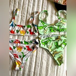 Cute two set of Dino two pieces. Perfect for tanning and summer.